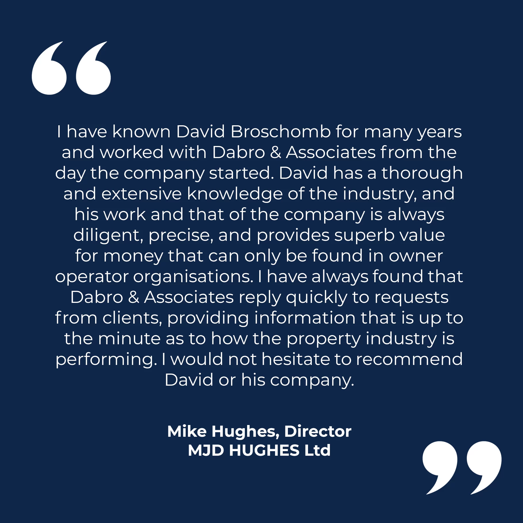 Mike Hughes, Director, MJD HUGHES Ltd